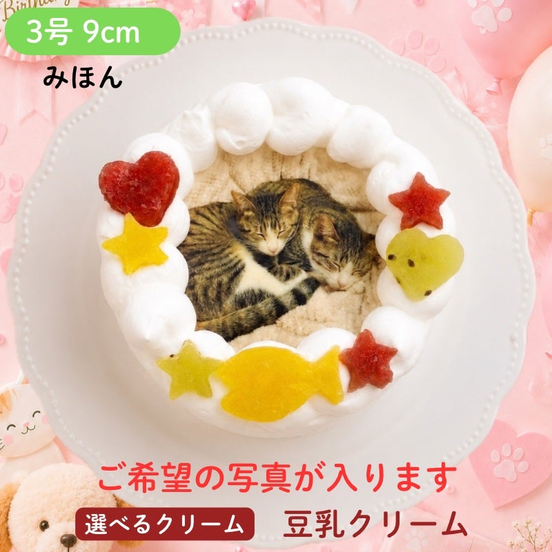 ペットケーキ 写真がそのままお顔に!にゃんこ立体ケーキ【3号 9cm】