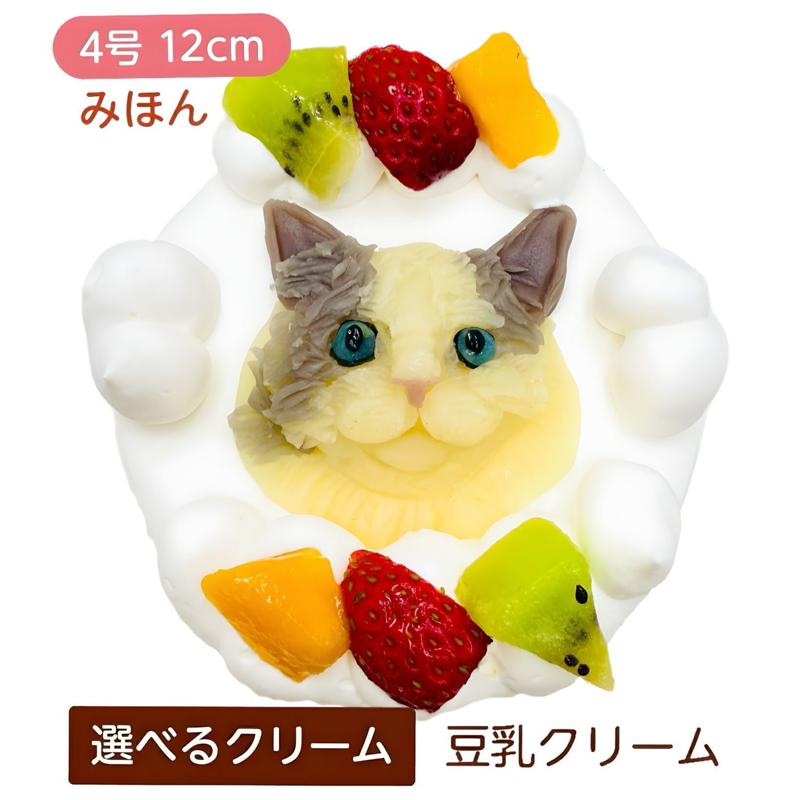 ペットケーキ 写真がそのままお顔に!にゃんこ立体ケーキ【4号 12cm】